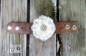 Image of Snapped Vintage Leather Cuff with Lace Flower