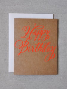 Image of Neon Red Happy Birthday Card