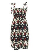 Image of Fair Trade Print Ruched Sun Dress Black White
