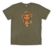 Image of Octoboy on a Moss Green Organic Fair Wear T-Shirt