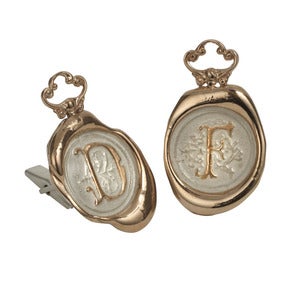 Image of Gold Personalised Hand Stamped Wax Seal Cufflinks (A -Z) 