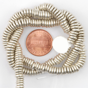 Image of 6mm Silver Plate Big Hole Pukalet Beads - 16" strand