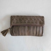 Image of renai woven clutch - taupe