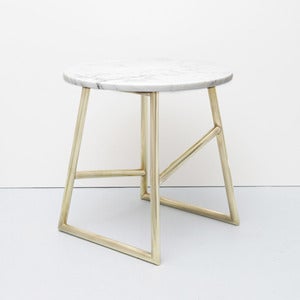 Image of ALGEDI TABLE, BRASS/MARBLE