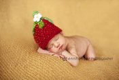 Image of Strawberry Hat Newborn Handspun Crochet Pattern (pdf #78)
