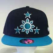 Image of Philippines Sun and Stars Snapback (Black/Teal) - Adult Size