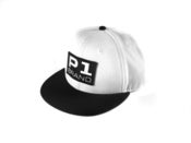 Image of "Badged" Snapback Flatbill Hat, Black/White (P1B-T0503)