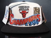 Image of Vintage Chicago Bulls 1996 Champion Locker Room snapback hat Logo Athletic.