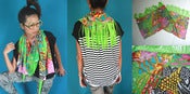 Image of Colourful Scarf with Lime Green Fringe