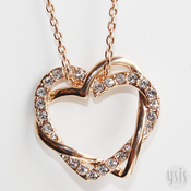 Image of Double Hearts Crystal Necklace