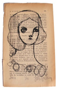 Image of Mari, Screen Print on Vintage Book Pages