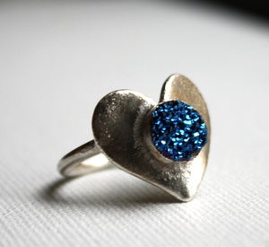 Image of Blue Drusy Heart Ring