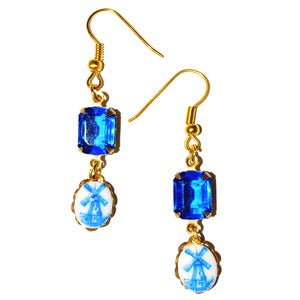 Image of Rain Drops and Windmills Cameo Earrings 