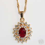 Image of Faceted Ruby Red Crystal Necklace