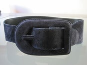 Image of Navy Blue Big Buckle Suede Belt