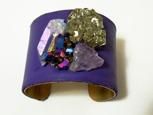 Image of Stellar Explosion Purple Leather Cuff