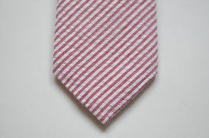 Image of RED STRIPED SEERSUCKER TIE - LS001