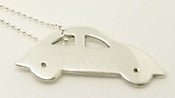 Image of STERLING SILVER ENGRAVED OR HAND STAMPED LARGE HERBIE CAR PENDANT NECKLACE