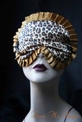 Image of "Marlene" satin sleeping mask in leopard print with gold trim
