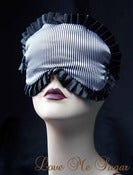 Image of Ahoy Black satin striped sailor Sleep mask- Marcellette- with black trim