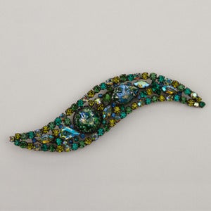 Image of 1940’s Giant Rhinestone & Givre Glass Brooch 