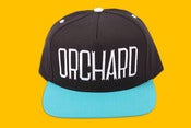 Image of Orchard Snapback Hat - Sherman Text - Black & Turquoise