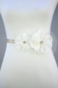 Image of Ostrich & Lace Flower with French Netting Bridal Sash