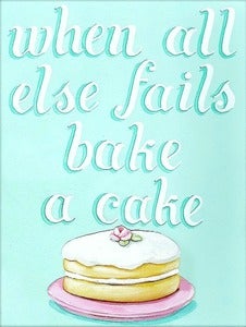 Image of when all else fails bake a cake matted ready to frame print Aqua