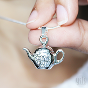 Image of Teapot Pendant Crystal Necklace