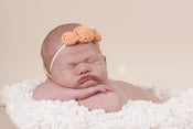 Image of Three Rosette headband in Cantaloupe