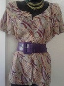Image of Lane Bryant Multi Color Ruffle Peplum Blouse 