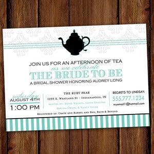 Image of Two for Tea Party Invitation - Bridal Showers, Tea Parties, Birthday Parties, 