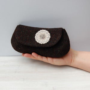 Image of Dark Harris tweed clutch purse