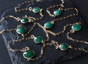 Image of Long Rose Cut Emerald Station Necklace in 14kt Gold- as seen in Destination Weddings