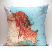 Image of Vintage SAN FRANCISCO # 1 Map Pillow, Made to Order 18" x18" Cover