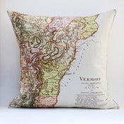Image of Vintage VERMONTMap Pillow, Made to Order 18" x18" Cover