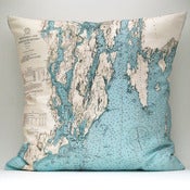 Image of Vintage MAINE #1 Map Pillow, Made to Order 18" x18" Cover
