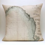 Image of Vintage GULF COAST, FL Map Pillow, Made to Order 18" x18" Cover