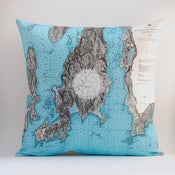 Image of Vintage RHODE ISLAND # 2 Map Pillow, Made to Order 18" x18" Cover