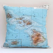 Image of Vintage HAWAII Map Pillow, Made to Order 15" x15" Cover
