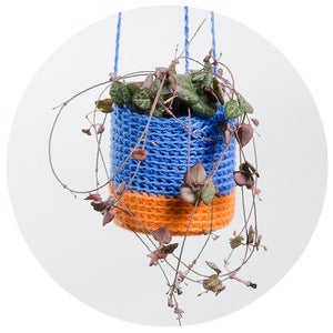 Image of Crochet Planter (blue and peach)