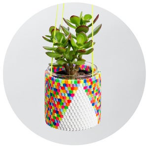 Image of Woven Bead Planter (multi colour with white triangle)