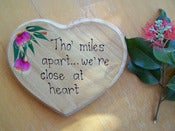 Image of Hand-painted Wooden Heart Plaque - Tho' miles apart