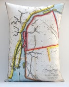 Image of Vintage DETROIT RIVER #1 Map Pillow, Made to Order 16"x22" Cover