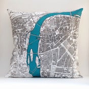 Image of Vintage PRAGUE Map Pillow, Made to Order 18" x18" Cover
