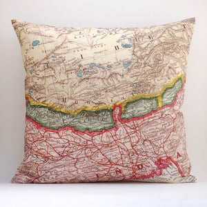 Image of Vintage NEPAL BHUTAN #2 Map Pillow, Made to Order 18" x18" Cover