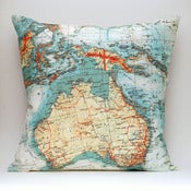 Image of Vintage AUSTRALIA Map Pillow, Made to Order 18x18 Cover