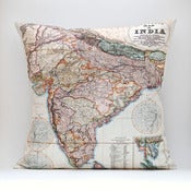 Image of Vintage INDIA Map Pillow, Made to Order 18" x18" Cover