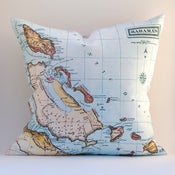 Image of Vintage BAHAMAS Map Pillow, Made to Order 18" x18" Cover