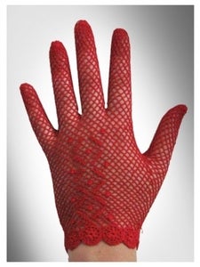 Image of Red Stretch Crochet Gloves